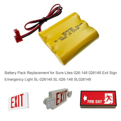 SL026148 SL-026148 Ni-CD 3.6v 700mAh Exit Sign Battery Pack Replacement Compatible with Sure-Lites 026-148 026148 SL-026-148 Emergency Light (2 Pack) - size: 2 Pack