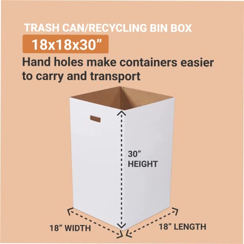 Box USA 40 Gallon 18" L x 18" W x 30" H 10-Pack Cardboard Trash Cans and Recycling Bins, Reusable or Disposable Pop Up Garbage Boxes for Parties, Outdoor Events, Heavy Duty, Plain - size: 40 Gallon 10-Pk, style: Plain