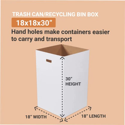 Box USA 40 Gallon 18" L x 18" W x 30" H 10-Pack Cardboard Trash Cans and Recycling Bins, Reusable or Disposable Pop Up Garbage Boxes for Parties, Outdoor Events, Heavy Duty, Plain - size: 40 Gallon 10-Pk, style: Plain