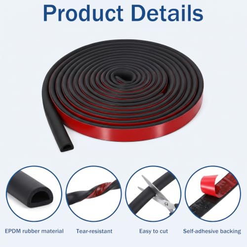 26FT Weather Stripping Door Seal EPDM Foam Rubber SealStrip D-Shape