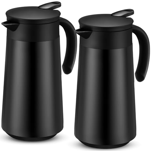 Ziliny 2 Pcs 27oz Thermal Coffee Carafe Stainless Steel Coffee Pot, Black - color: Black