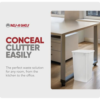 Rev-A-Shelf Double Pullout Garbage Trash Cans for Kitchen Cabinets, 35 Qt - color: White, style: 2 Pack