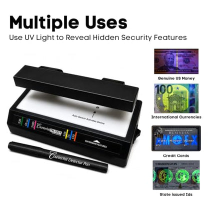 Dri Mark Tri Test - Counterfeit Bill Detector Machine w/AC Adapter - 3 Tests in 1 - Paper, Security Strip and Watermark Tests, Accurate Money Tester Machine with Counterfeit Detection Pen - style: 1 Tri Test