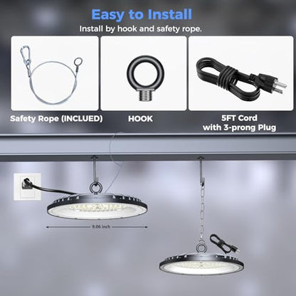 AIKVSXER 1 Pack UFO LED High Bay Light, 200W 30000LM LED Shop Lights