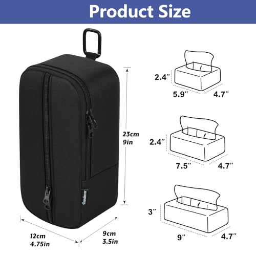 Restaurant Tissue Holder, Waitress Tissues Storage Case, Restaurant Bar Waitstaff Napkin Organizer Adjustable Tissue Dispenser with Belt Buckle & Carabiner for Waiter Server Makeup Artist Bartender
