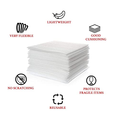 12”x12” Foam Wrap Sheets for Packing Moving Supplies, Cushion Foam Wrap Packing Foam for Dishes, China, Glassware 50 Pack - color: white-1