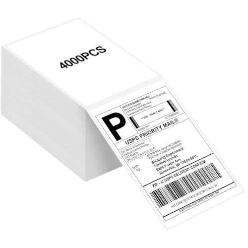 Joyberg 4x6 Thermal Labels 4000 PCS, Shipping Labels, Strong Adhesive Thermal Label, White Printer Paper/Label - size: 4000 Labels