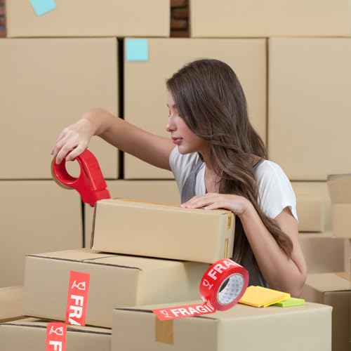 Ciieeo Fragile Packing Tape Fragile Warning Tape Stickers Seal Stickers Sealing Fragile Labels Packaging Heavy Duty Packing Care for Small Business Moving Box 1 Roll 100M