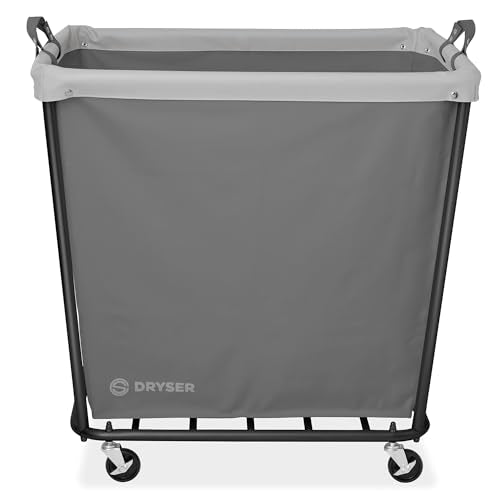 Dryser X-Large Commercial Heavy-Duty Rolling Laundry Hamper, Steel Frame Cart on Wheels with Removable Canvas Bin for Hotel or Home - Gray - color: Grey, size: X-Large