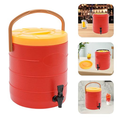Insulated Beverage Dispenser - 6.6 Gal Stainless Steel Hot and Cold Drink Dispenser with Spigot & Handle, Commercial Thermal Container for Water Coffee Drink Catering Restaurant (Red) - color: Red