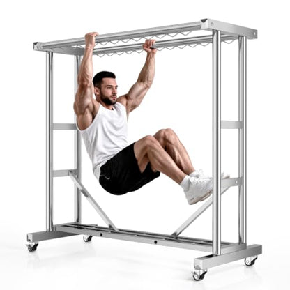 Stainless Steel Rolling Clothes Rack, 55 Inch Large Size, 700 LBS Capacity - color: Silver