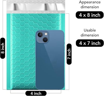 Fuxury 1 Pallet Bubble Mailers 4x8" Teal Padded Envelopes 19200 Pack Bulk - color: Teal, size: 4x8" 19200PC