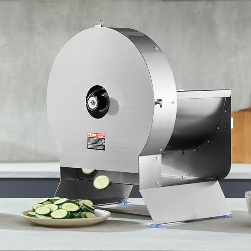 VEVOR Electric Vegetable Slicer, 0-0.5"/0-12mm Thickness Adjustable Commercial Slicer Machine, Convertible to Manual, Stainless Steel Food Cutter Slicing Machine, Large Feed Port for Potato, Tomato - size: Electric-Vegetable-Large-Stainless Steel