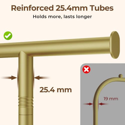 HYSEYY Clothes Rack, Clothing Rack for Hanging Clothes, Rolling Garment Rack Sturdy Coat Rack Portable Wardrobe Rack Metal Closet Rack for Bedroom Laundry Living Room, Gold - color: Gold