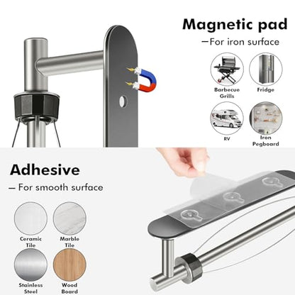 KIHOGEM Magnetic Paper Towel Holder, One Hand Operable, Silver - color: Silver