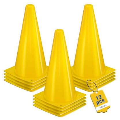 12 Inch Traffic Cones,12pcs Training Sports Cones,Parking Cones - color: yellow
