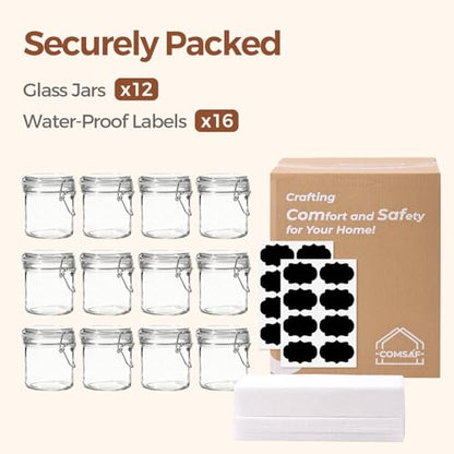 ComSaf Small 8 oz Glass Jars with Airtight Lids 12 Pack Jam Pantry - size: 8oz*12