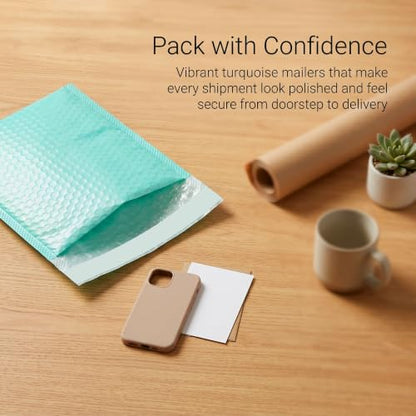 100 PCS 5 x 6 Inch Poly Bubble Mailers, Teal Waterproof Padded Mailing Envelopes, Practical Self Seal Adhesive Shipping Bags for Small Business Packing Mailing Supplies - color: Teal