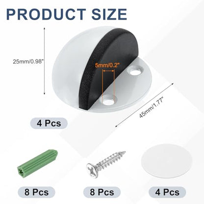 uxcell 4Pack Low Dome Floor Door Stop 45mm Dia. Stainless Steel, White - color: White