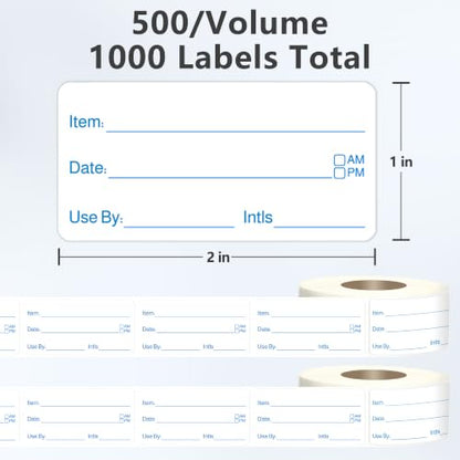 2 Rolls 1000 Pcs 1 inch X 2 inch Restaurant Quality Shelf Life Food Rotation Labels, Self-Adhesive Removable for Reusable Containers, Food Safety Date Sticker, Leftover Labels (Doukle-Blue) - style: Doukle-Blue