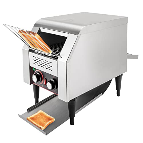 Commercial Conveyor Toaster 150PCS / Hour Toasting Bread Bagels 110V Electric Countertop Belt Machine for Restaurant Home Bread Bagel Breakfast, 1300W Stainless Steel Heavy Duty Industrial Toasters - color: Silver - G