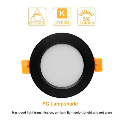 3 Inch LED Recessed Lighting, Dimmable Downlight 5W (40W Halogen Equivalent), CRI 80, 2700K Ultra Warm White Ceiling Light with LED Driver (4 Pack) - color: 2700k (Ultra Warm White), size: Black-3Inch-4Pack