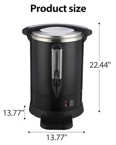 Garvee Commercial Coffee Urn,100 Cup-14 L,Hot Water Dispenser with Percolator, Stainless Steer Hot Beverage Thermos, Easy Two Way Dispenser,Black - color: Black, size: 100 Cups (14 L)