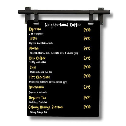 Hanging Menu Contemporary Style Chalkboard Sign, Metal Menu Display 22x28 Magnetic Surface Cafe Bar Sign for Business Price Menu (Black) - color: Black Frame/Black Board