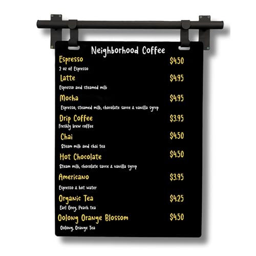 Hanging Menu Contemporary Style Chalkboard Sign, Metal Menu Display 22x28 Magnetic Surface Cafe Bar Sign for Business Price Menu (Black) - color: Black Frame/Black Board