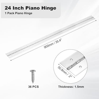 PATIKIL 35.4x2/900x50.8x1.5mm Heavy Duty Piano Hinge, 304 Stainless Steel - size: 35.4 x 2 inch / 900x50.8x1.5mm
