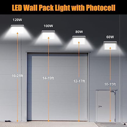 BBESTLED LED Wall Pack Light with Photocell, 80W 60W 48W LED Street Lights Outdoor, ETL 120-277V 5700K/5000K/4500K 10400LM IP65, Dusk to Dawn, Commercial LED Flood Light Outdoor - size: 80W-1PACK