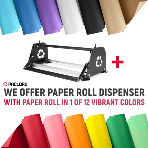 18" Paper Dispenser with Cutter + Red Kraft Paper Roll - color: Red, size: 1 Roll + Dispenser