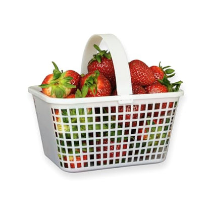12 Pack – Small Plastic Basket with Handle for Produce Display, Harvesting Fruits and Vegetables, Party Décor, or Organization