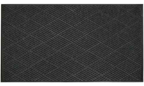 WaterHog Max Diamonds Front Door Mat Indoor Outdoor Entrance, All-Weather - color: Black Smoke, size: Large 35"x59" (3’x5’)