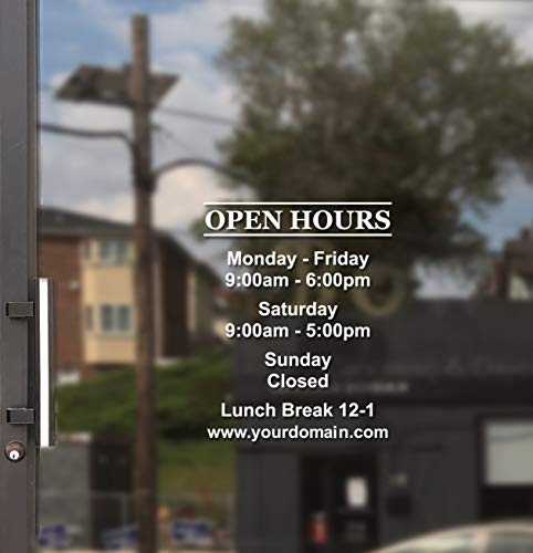 Business Hours Sign for Window - Free Squeegee - Easy Install Manual (Two Line - Portrait) - color: Two Line - Portrait
