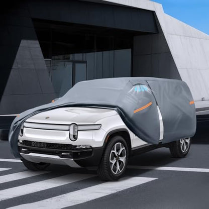 Waterproof Rivian R1S 2026 Car Cover with Breathable Vents, [2026 Upgrade] Premium Covers with Cotton Liner and Zipper Door,Sun Rain Snow Dust Uv Protection.(Gift with Towel Storage Bag) - size: Custom fit Rivian R1S