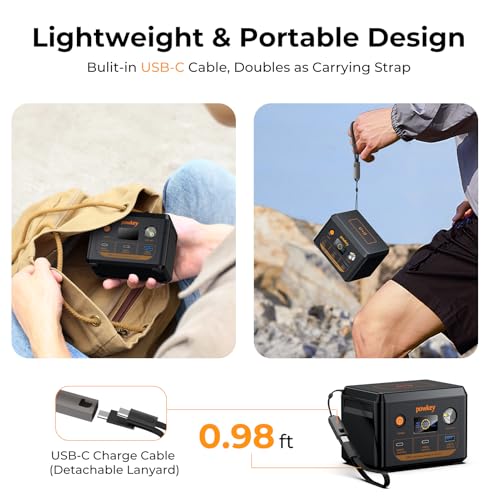powkey 100W PD Laptop Rechargeable Power Station with USB-C Cable - color: Black Orange