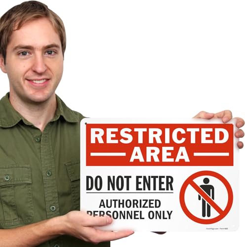 SmartSign 2-Pack 'Restricted Area Do Not Enter Authorized Personnel Only' OSHA Metal Sign - 10" x 14", 40 mil Laminated Rustproof Aluminum, Fade-Resistant, Red, Black and White, Made in USA - style: 10" x 14" - Aluminum (Pack of 2)
