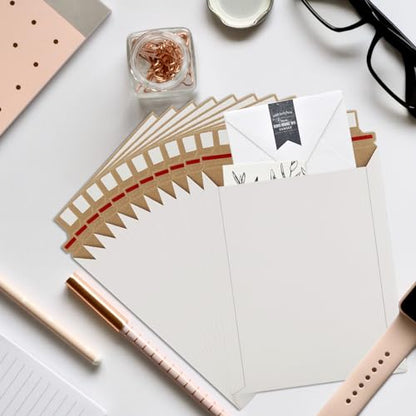 100 Pack 7x9 Inch Rigid Mailers, Self Seal Photo Document Mailer Cardboard Mailing Envelopes Stay Flat Mailers for CD, Photos, Document, Pictures, Papers, Files, White