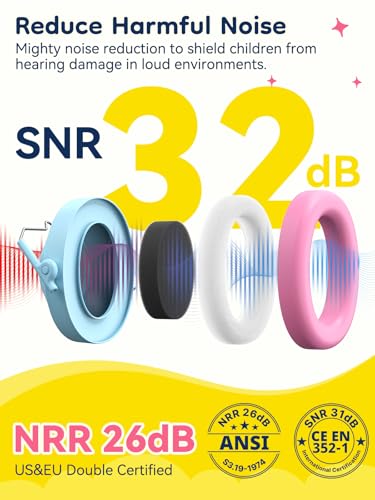 Dr.meter Cat Ear Cancelling Headphones for Kids Ear Pritection EM200 - color: Cat Blue Pink