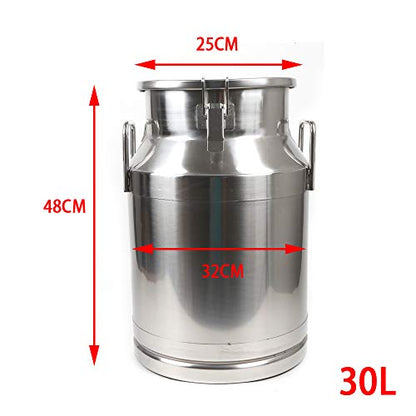0.04 inch Thickened Stainless Steel Milk Can Large Liquid Container Storage,Stainless Steel Milk Bucket With Sealing Lid and Carry Handle,for Wine, Oil Storage Transport (30L/8 Gal) - size: 30L/8 Gal