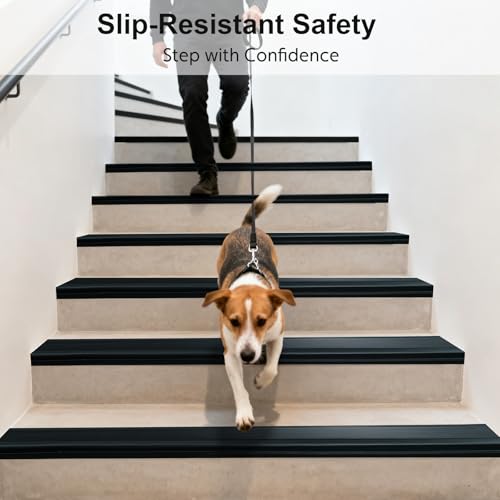 Stair Edge Protector, 48Ft Pre-Angled L-Shaped Stair Nosing with Self-Adhesive, Rubber Trim for Indoor/Outdoor Home & RV Steps - size: 48 FT