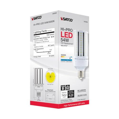 Satco S49394-54W LED HID Replacement High Lumen Corn Cob Bulbs, 2 Pack