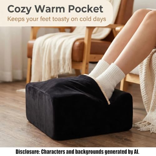 Keep Warm Foot Stool Foot Rest for Under Desk At Work - color: Black+