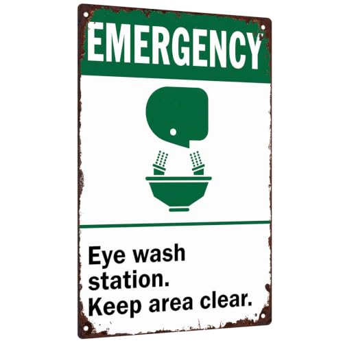 Emergency Eye Wash Station Keep Area Clear Metal Sign 8 x 12 Inch