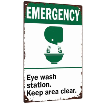 Emergency Eye Wash Station Keep Area Clear Metal Sign 8 x 12 Inch