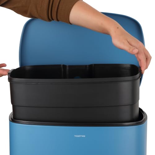 happimess Connor 2-Piece Iron Trash Can, Bright Cobalt Blue - color: Bright Cobalt Blue