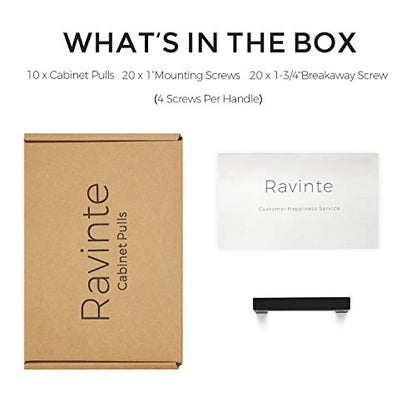 Ravinte Matte Black Cabinet Handles Square Pulls 3 Inch 10 Pack - size: 3-1/2 Inch (3 Inch Hole Center)