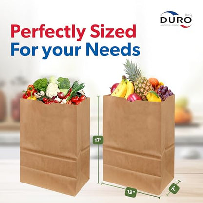 DURO 57# Heavy Duty Brown Grocery Bags, No Handles, 12x7x17 In, 50 Ct - size: 1 Count (Pack of 50)