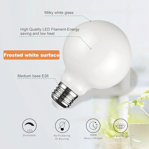 SD LUX G25 Edison LED Light Bulb Dimmable 8W 1000lm Equi100W E26 2700K 6PC - size: 6
